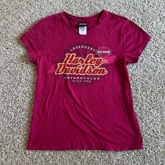 Harley-Davidson Womens Sz L Legendary Motorcycles T-Shirt Graphic Tee - Picture 9 of 9